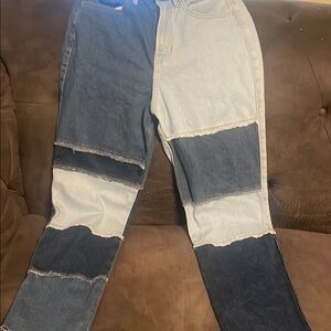 Two-Tone Patchwork Jeans